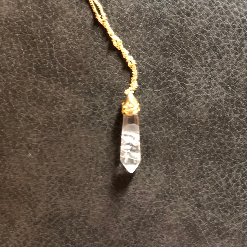 Clear quartz crystal necklace